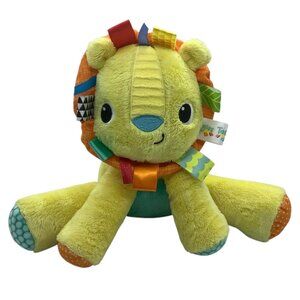 Bright Starts Taggies Lion Plush Baby Toy Stuffed Animal Textured Ribbons 9.5”
